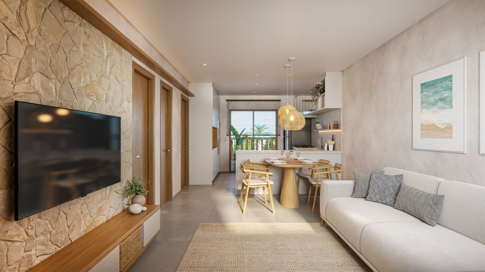 Sala de estar do apartamento tipo